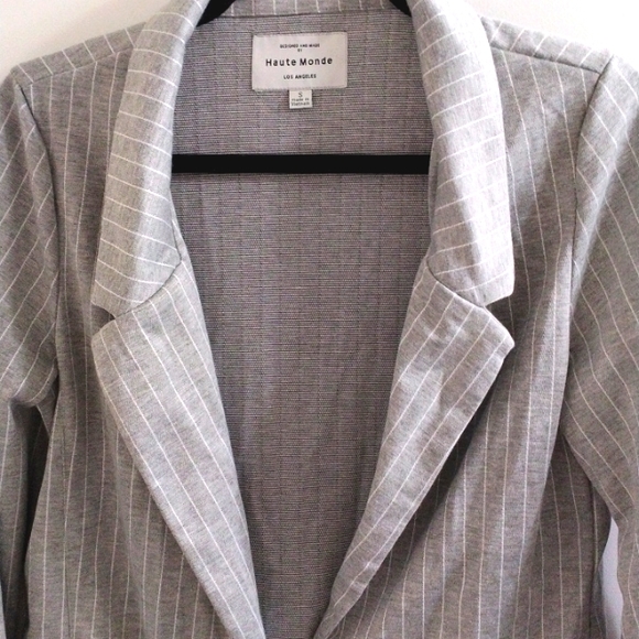 Haute Monde Blazer Sz S Gray Pinstripe Jacket Career Workwear Casual Preppy Glam - Picture 5 of 10